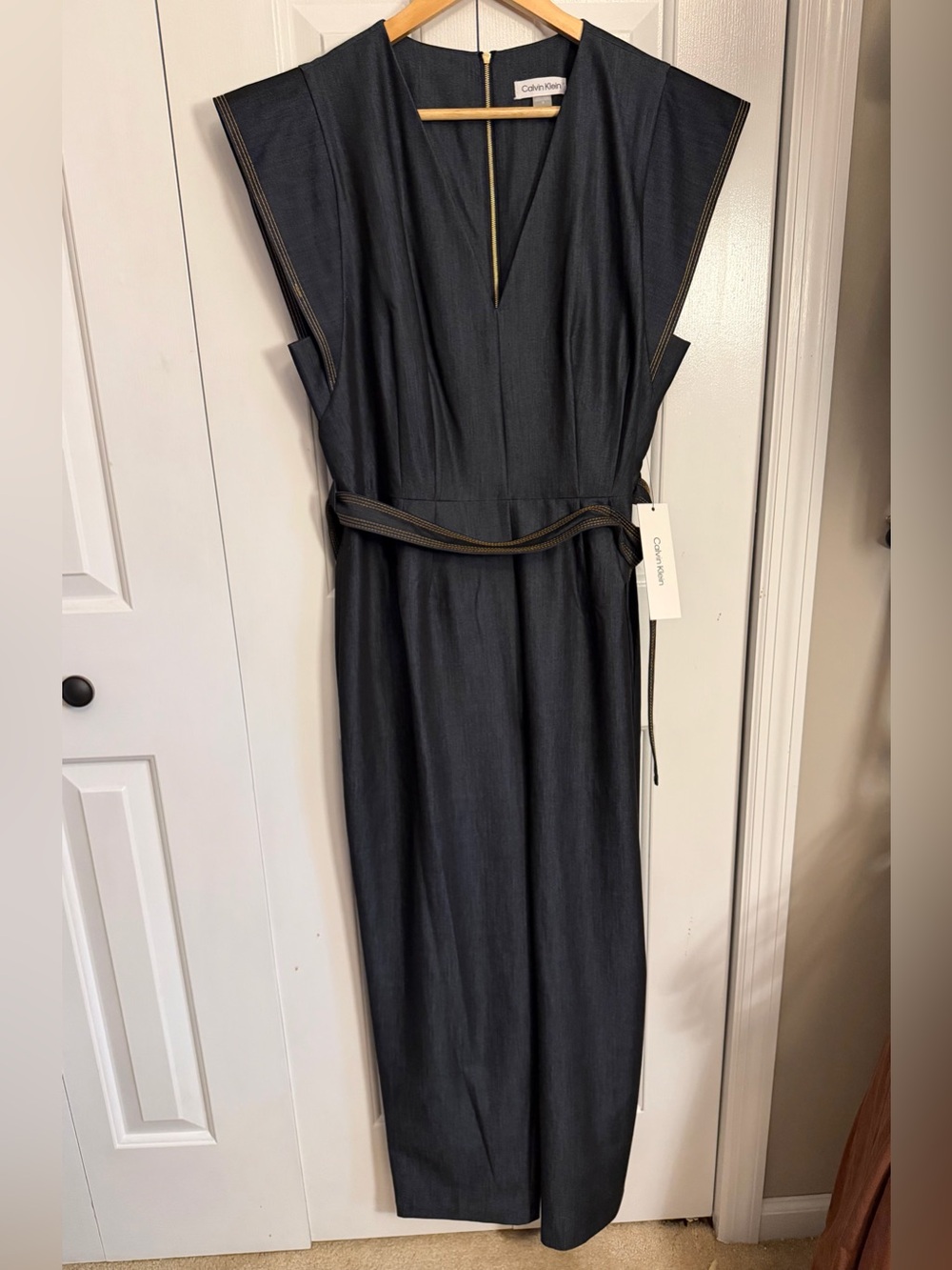 Calvin Klein NWT Dark Blue Belted Jumpsuit Size 12